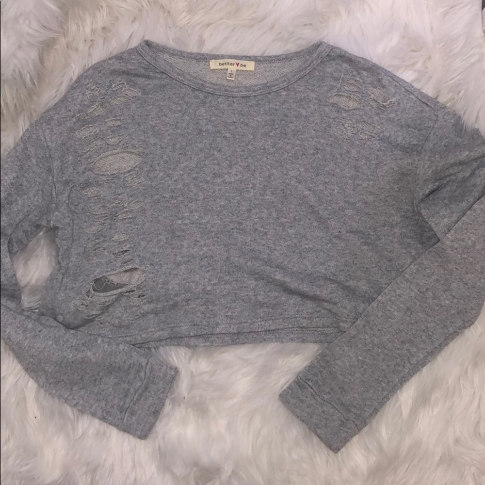 Distressed Cropped Sweater